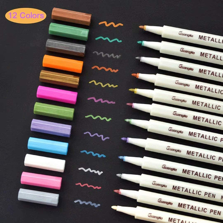 Premium Metallic Marker Pens - 12 Pack