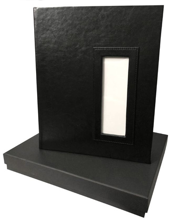 Black Leatherette Scrapbook with 2x6 front window cut-out